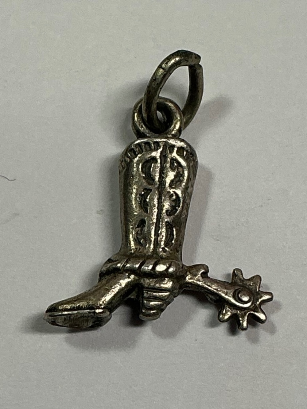 Vintage Sterling Silver Well Detailed 3D Cowboy Boot W/ Spur Charm. 3/4” long